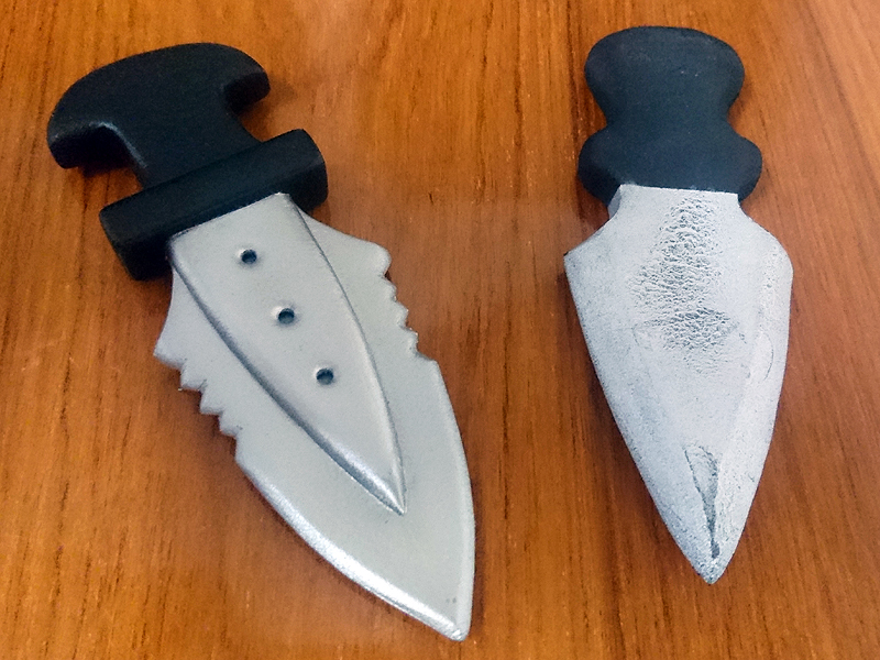Finished knife next to old "quickie" version